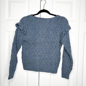 La Vie Rebecca Taylor Betty Blue Ruffle Knit Sweater Women's Size X-Small XS